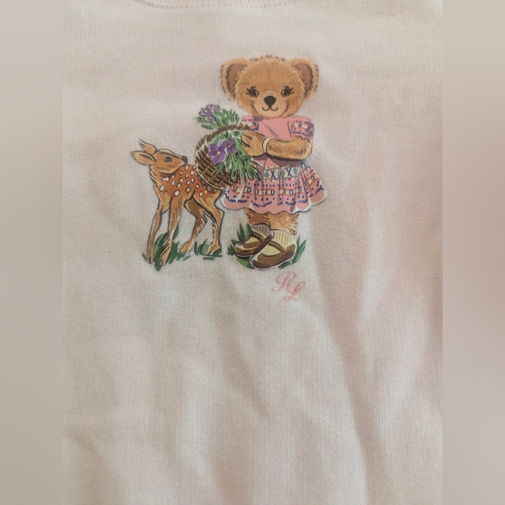 Ralph Lauren Bear Infant Snap Romper in Light Pink